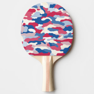 Red White & Blue Camouflage Ping Pong Paddle