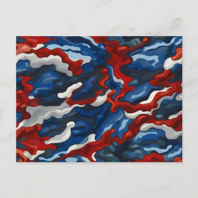 red white blue camouflage postcard (Front)