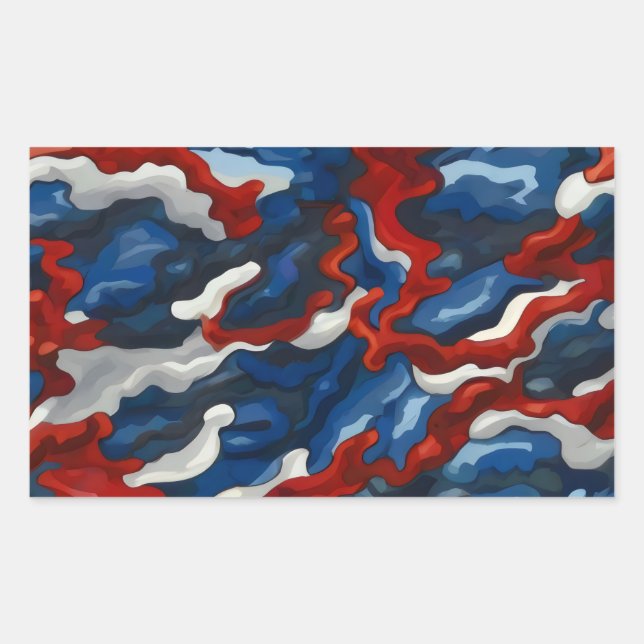 red white blue camouflage rectangular sticker (Front)