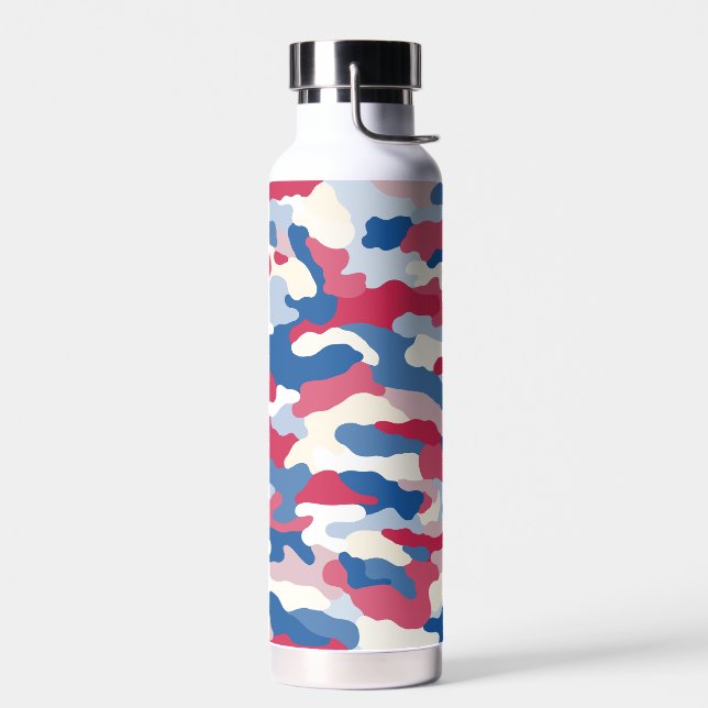 Red White & Blue Camouflage Water Bottle (Left)