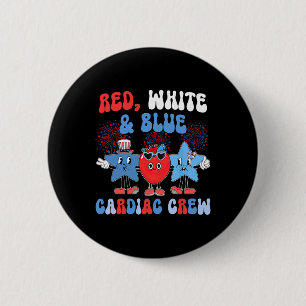 Red White Blue Cardiac Crew Cardiology Cath Lab 4t 6 Cm Round Badge