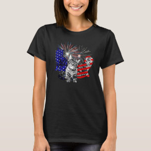 Red White Blue Cat Fireworks Patriotic 4th Of July T-Shirt