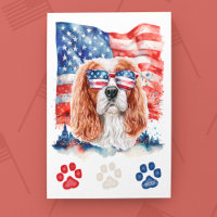 Red White Blue Cavalier Spaniel Dog 4th of July
