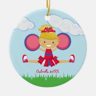 Red, White, & Blue Cheerleader Christmas Ornament