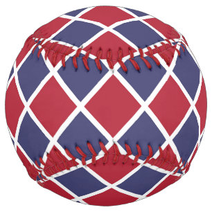 Red White Blue Chequered Diamond Pattern Softball