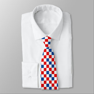 Red White Blue Chequered Pattern Design  Tie