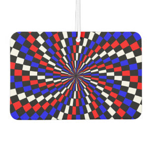 Red White Blue Chequered Spiral by Kenneth Yoncich Car Air Freshener