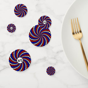 Red White Blue Chequered Spiral by Kenneth Yoncich Confetti