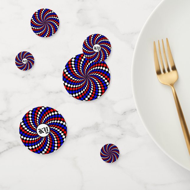 Red White Blue Chequered Spiral by Kenneth Yoncich Confetti (Group)