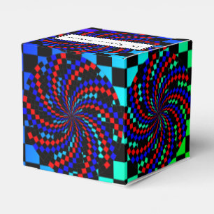 Red White Blue Chequered Spiral by Kenneth Yoncich Favour Box