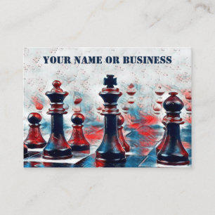 Red, White, Blue Chess Pieces Coach Club Business Card