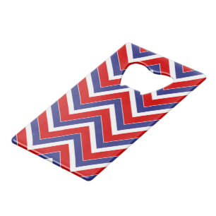 Red,White,Blue Chevron 1-CARD BOTTLE OPENER