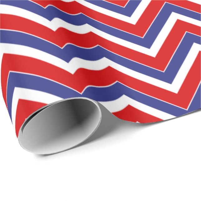 Red,White,Blue Chevron 1-GIFT WRAPPING PAPER (Roll Corner)