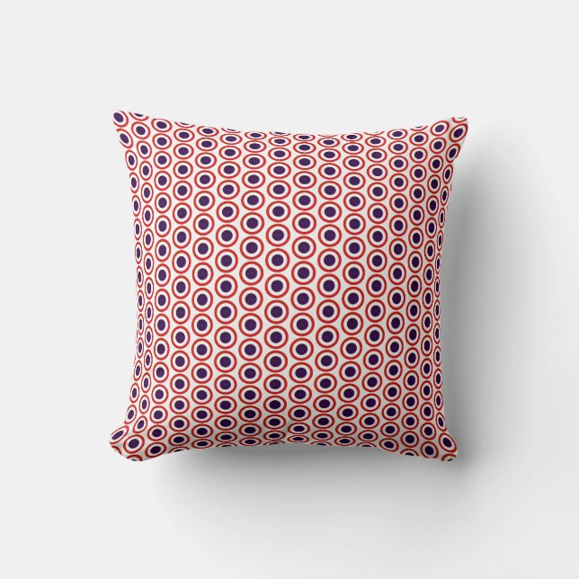 Red White Blue Circles Button Pattern Cushion (Front)