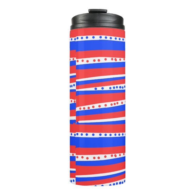 Red White Blue Circles Stripes Chili Thermal Tumbler (Front)