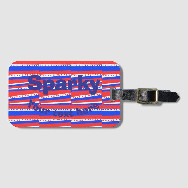 Red White Blue Circles Stripes  Luggage Tag (Front Horizontal)