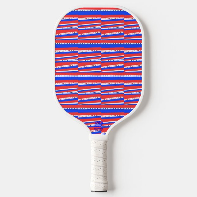 Red White Blue Circles Stripes Pickleball Paddle (Front)