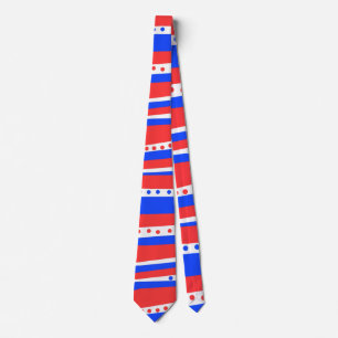 Red White Blue Circles Stripes Tie