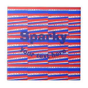 Red White Blue Circles Stripes Tile