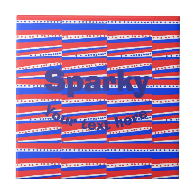 Red White Blue Circles Stripes  Tile (Front)
