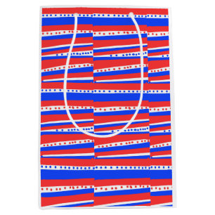 Red White Blue Circles Stripes Wine Tote Medium Gift Bag