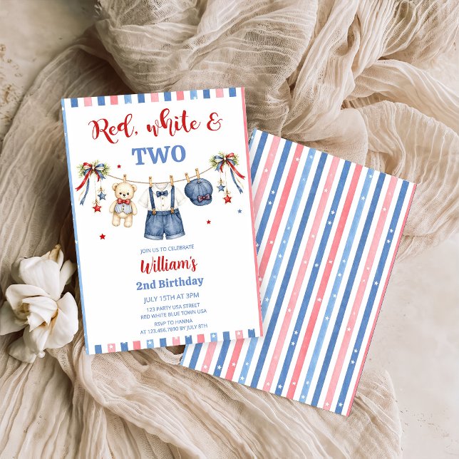 Red White & Blue Clothes Boy Birthday Invitation (Creator Uploaded)