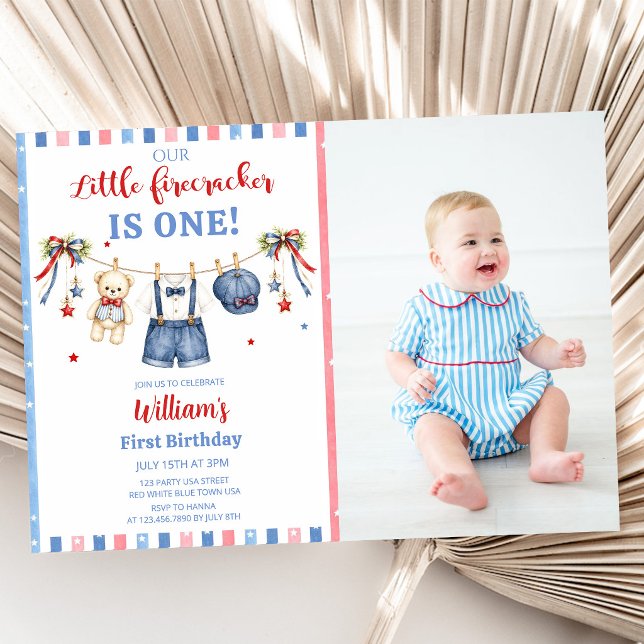 Red White & Blue Clothes Boy Birthday Invitation (Creator Uploaded)