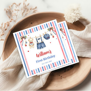 Red White & Blue Clothes Boy Birthday Napkins