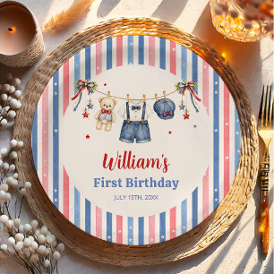 Red White & Blue Clothes Boy Birthday Paper Plates