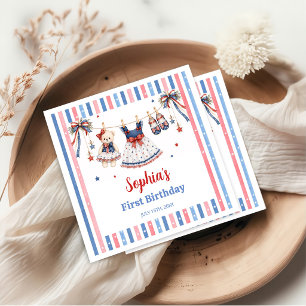 Red White & Blue Clothes Girl Birthday Napkins