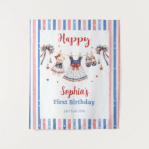 Red White & Blue Clothes Girl Birthday Stripes