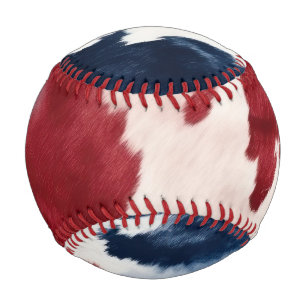 Red White Blue Cowhide Baseball