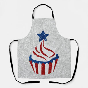 Red, White & Blue Cupcake July 4 Glitter Apron