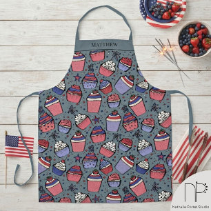 Red White Blue Cupcakes Fourth Of July Apron