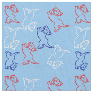 Red White Blue Customisable Designer Fabric - Dogs
