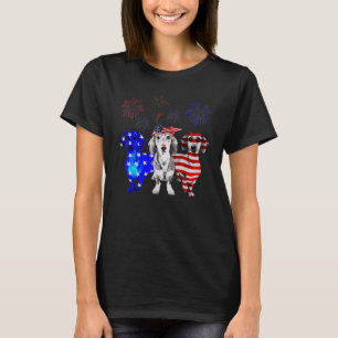 Red White Blue Dachshund Usa Flag Firework 4th Of T-Shirt