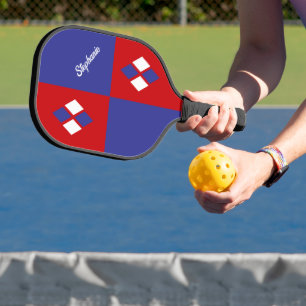 Red White Blue Diamonds Custom Modern Geometric Pickleball Paddle