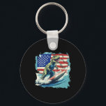 Red White Blue Dinosaur Surfing For Patriotic Juri Key Ring<br><div class="desc">Red White Blue Dinosaur Surfing For Patriotic Juric Fans</div>
