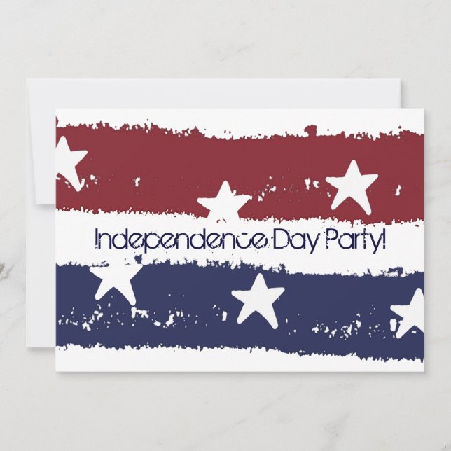 Red White & Blue Distressed Paint Party Invitation (Front)