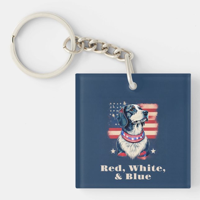 Red, White, & Blue Dog Key Ring (Front)