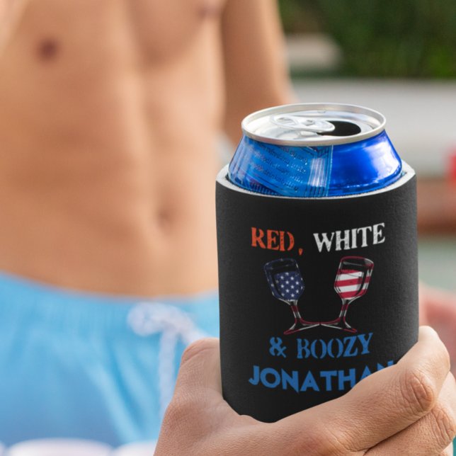 Red White Blue Drinking 4th of July  Can Cooler (Creator Uploaded)