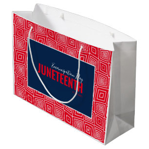 Red White Blue Emancipation Day June 19 JUNETEENTH Large Gift Bag