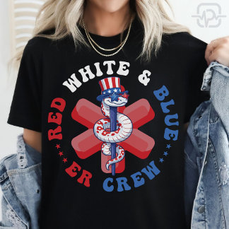 Red White Blue ER Crew Patriotic Nurse T-Shirt
