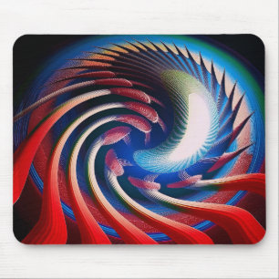 Red White & Blue Fantasy Fractal Mouse Pad