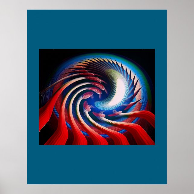 Red White & Blue Fantasy Fractal Poster (Front)