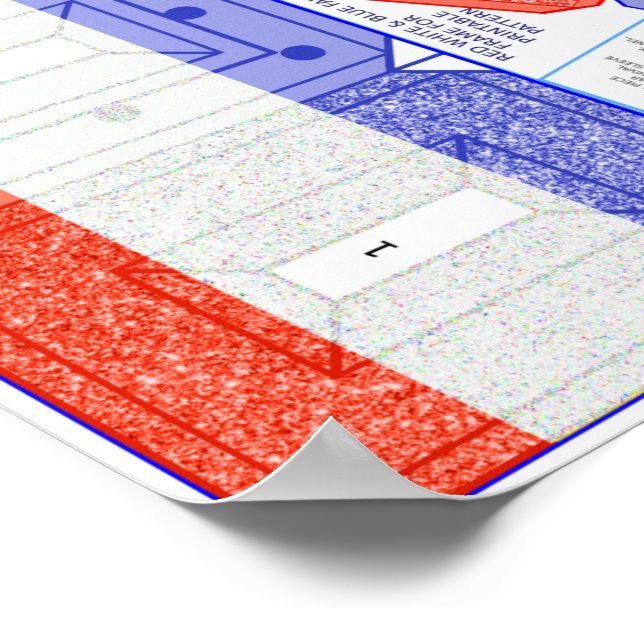 Red White & Blue Faux Glitter Selfie Frame Craft Poster (Corner)