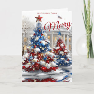 Red White Blue Festive Christmas Trees  Card
