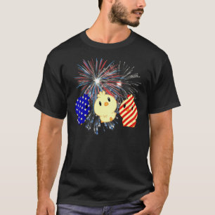Red White Blue Fireworks Chicken Fireworks 4th Of T-Shirt
