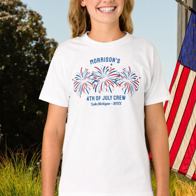 Red White Blue Fireworks Custom 4th of July Family T-Shirt (Creator Uploaded)