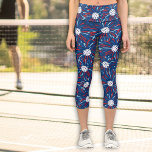 Red White Blue Fireworks Patriotic Pickleball Capri Leggings<br><div class="desc">Fun,  festive pickleball capri leggings featuring a red white and blue fireworks design.  Perfect for a patriotic pickleball event/tournament,  4th of July celebration,  or just everyday pickleball play. Get a matching pair for your tournament partner and you'll rock the court!!</div>